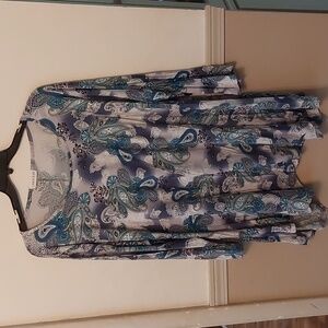 Larace Paisley Floral Multi Color Tunic Shirt Sz 4X